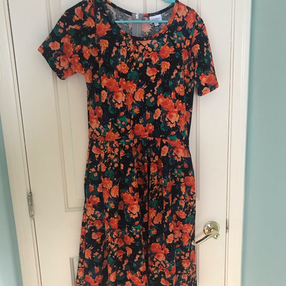 Orange flower pattern lularoe Amelia